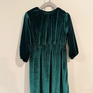 Elegant Green Velvet Kids Dress